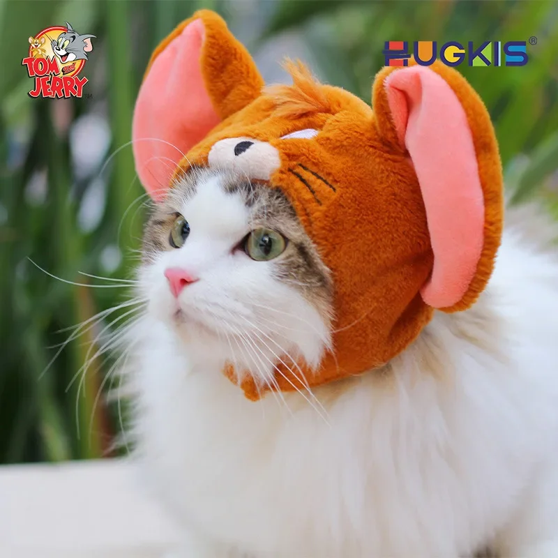 Tom and Jerry Pet Plush Headgear Cute Cat Mouse Cartoon Costume Hat Funny Headwear Dress Up