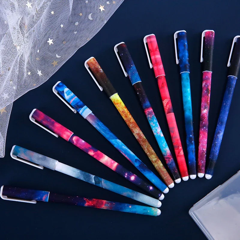 10 Pcs Creative Star Night Color Gel Ink Pen Hot Boligrafos Kawaii Gel Pens Boligrafos Kawaii School Supplies Wholesale