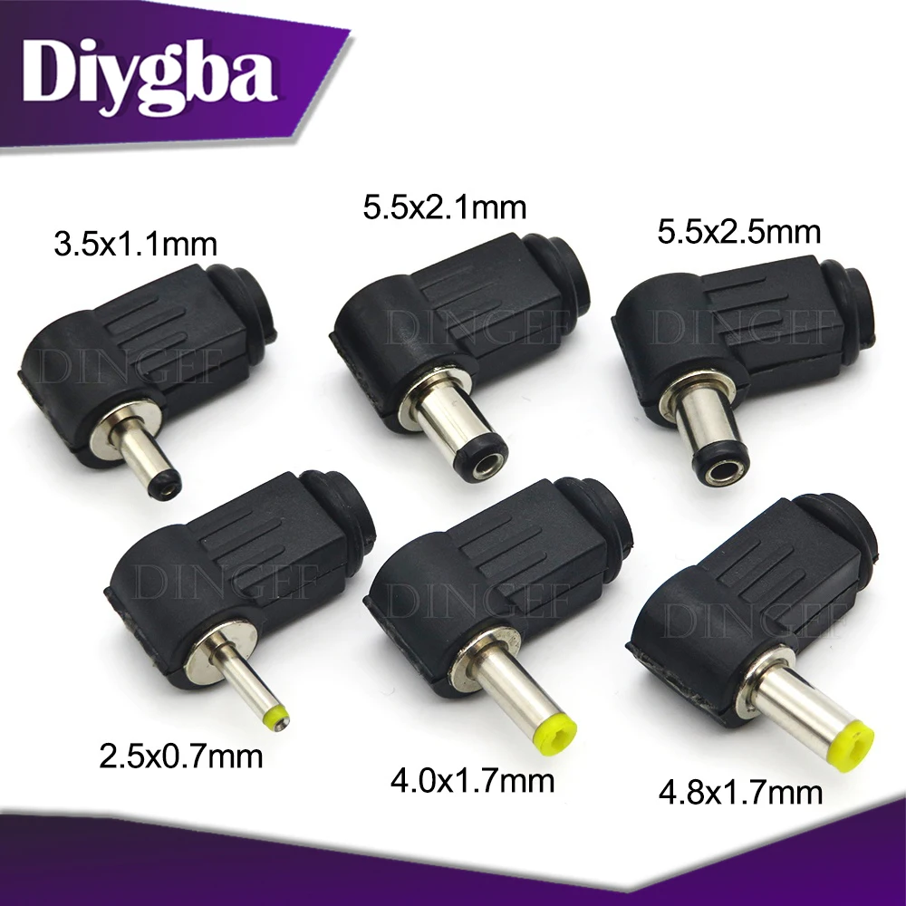 5PCS 5.5*2.5mm DC Plug 90 degree elbow 5.5*2.1mm DC power plug wiring assembly welding wire type 4.8x1.7mm 4.0x1.7mm DIYGBA