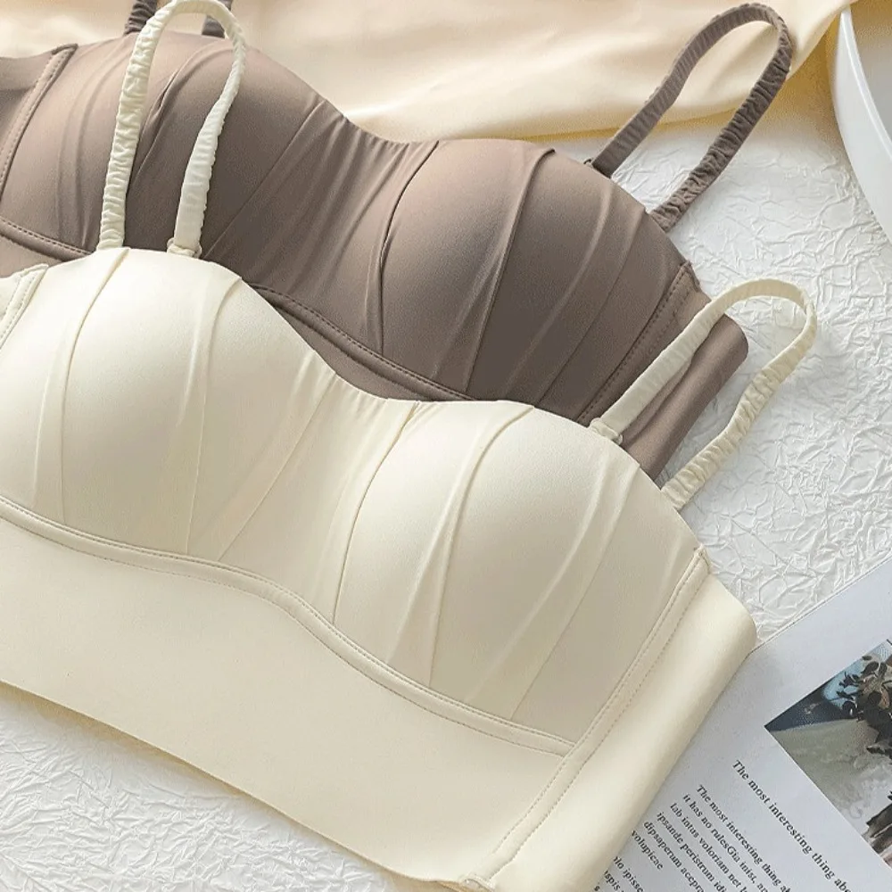 Nová spandexová francouzská plisovaná podprsenka, nová odnímatelná tenká podprsenka bez kroužků a kostic, bezešvé spodní prádlo pro ženy - náhled 5