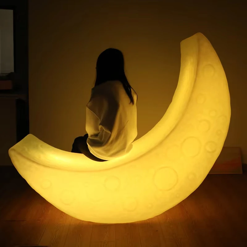 Designer luminous moon chair, crescent lounge chair, bedroom living room atmospheric floor lamp