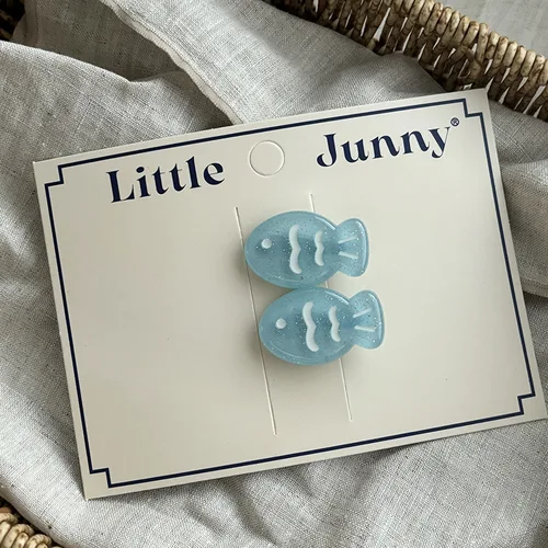 Imagen 2 del producto Pinzas para el cabello de pez pequeño, brillantes, azules, refrescantes y transparentes, corazón de niña, dopamina, borde colorido, Clip lateral, nuevo Clip para el cabello