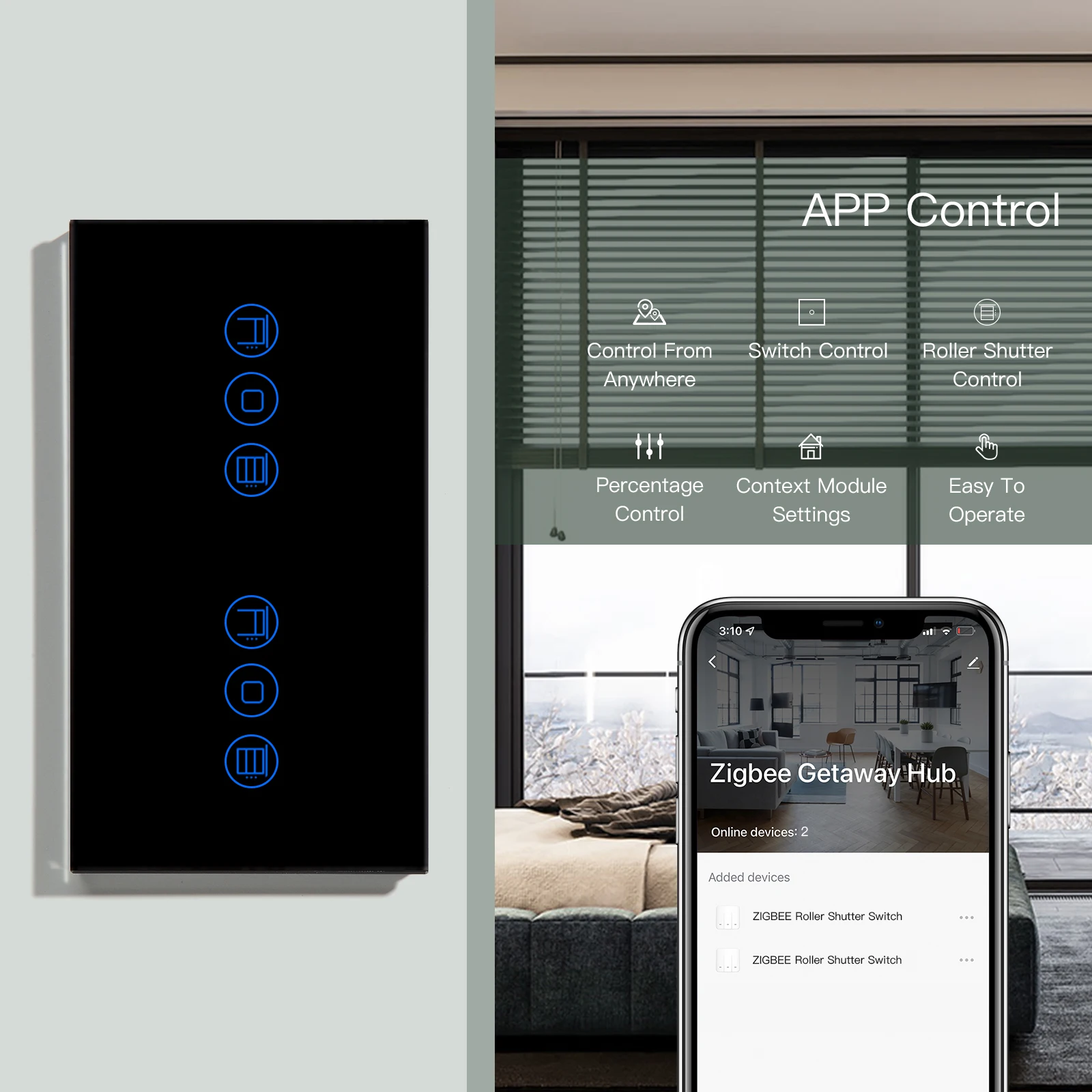 BSEED ZigBee Shutter Switches Smart Wall Switch Intelligent Double Blind Switches Tuya Smart Life APP Google Alexa Control