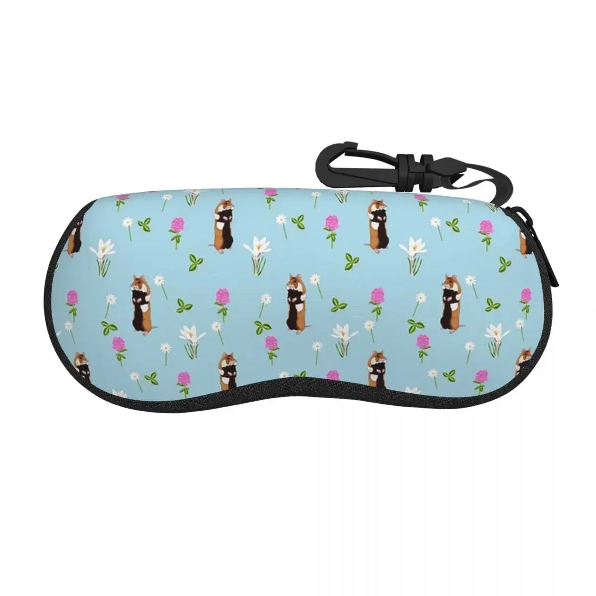 European Hamster In A Flower Filled Meadow Shell Glasses Case Portable Sunglasses Box Women Men Soft Eyeglass Bag Pouch