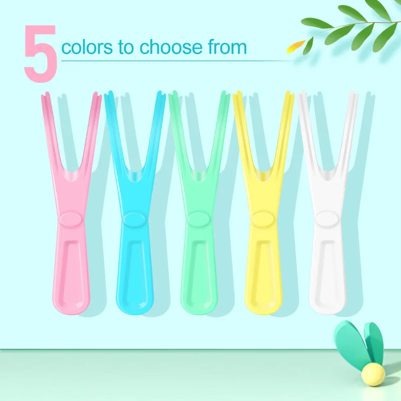 50Pcs Dental Floss Holder Y Shape Plastic Dental Floss Rack  Teeth Care Interdental Teeth Cleaning Oral Care Tools