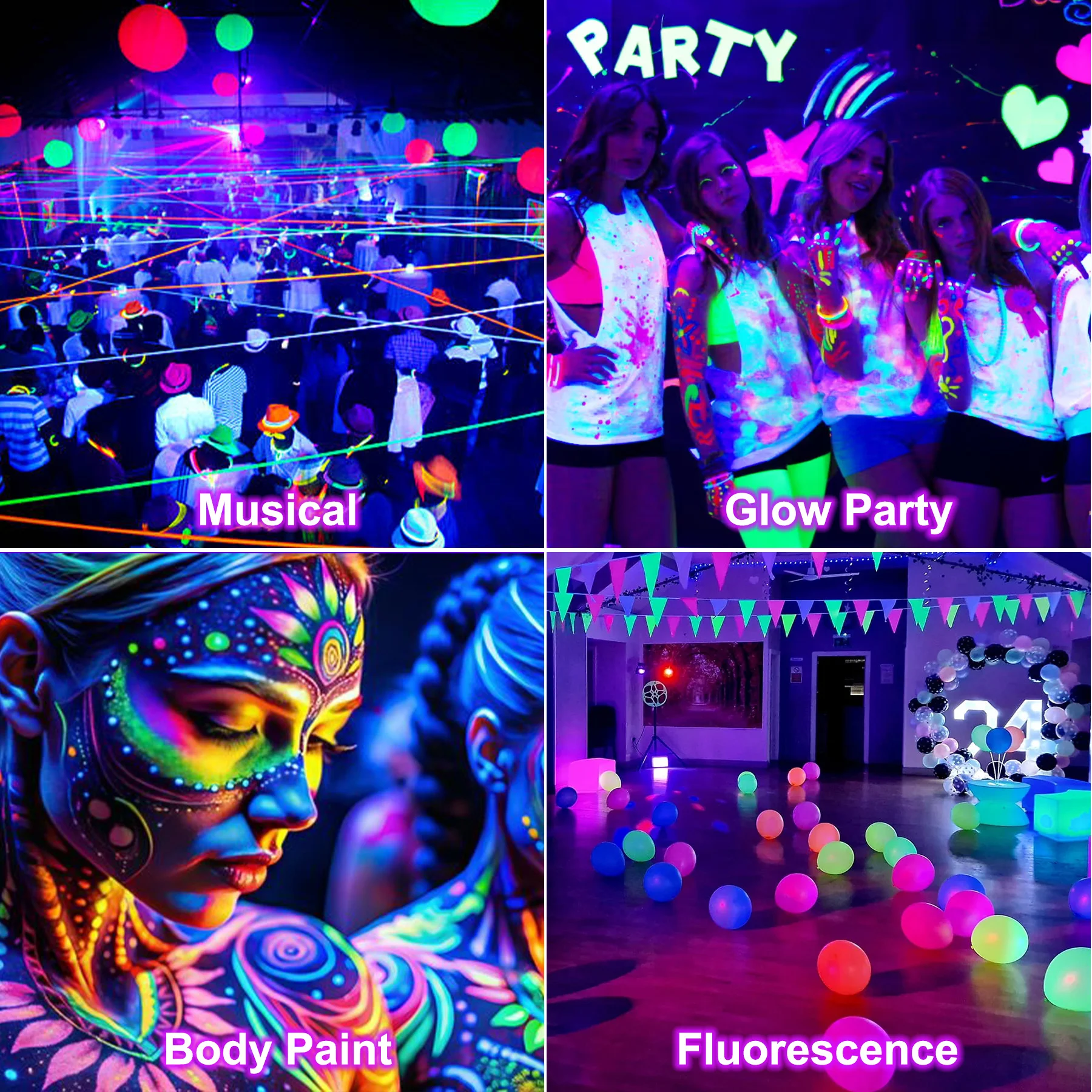 60LEDS UV Floodlight 400-405NM Fluorescen Glow Ultraviolet Black Light Bar Party Stage Disco LED Backlight for Bar Body Paint