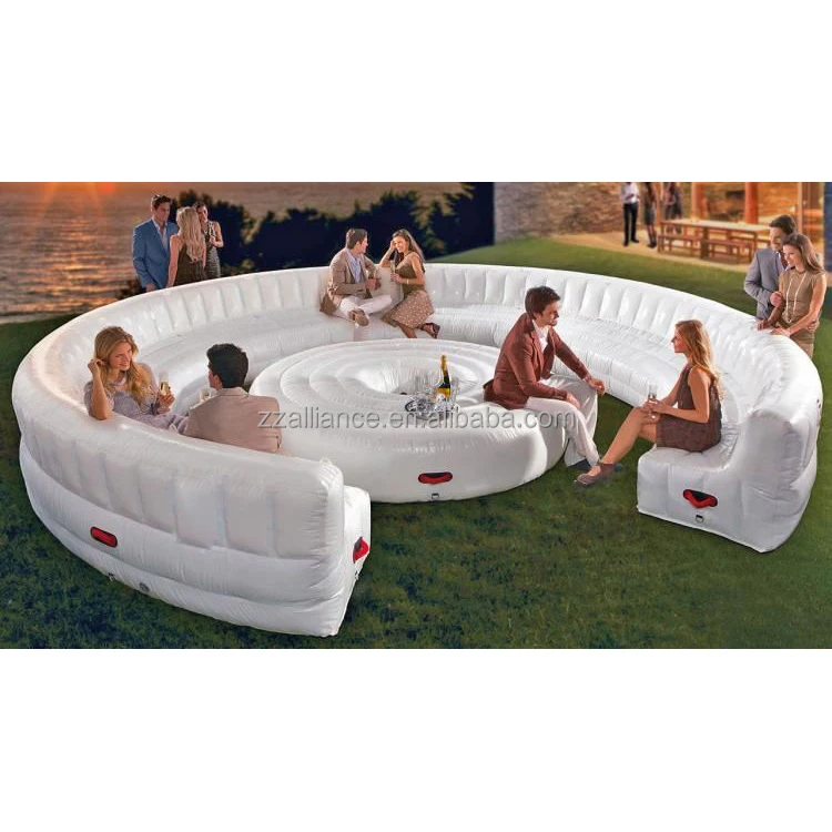 

Hot Sale Commercial Inflatable Round Sofa with Table Sofa Bed Cheap Inflatable Couch Leisure Garden Furniture