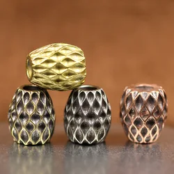 Geometric Pattern Barrel Shape Knife Bead Modern Simple Brass DIY EDC Outdoor Paracord Woven Lanyard Pendant Jewelry Accessories