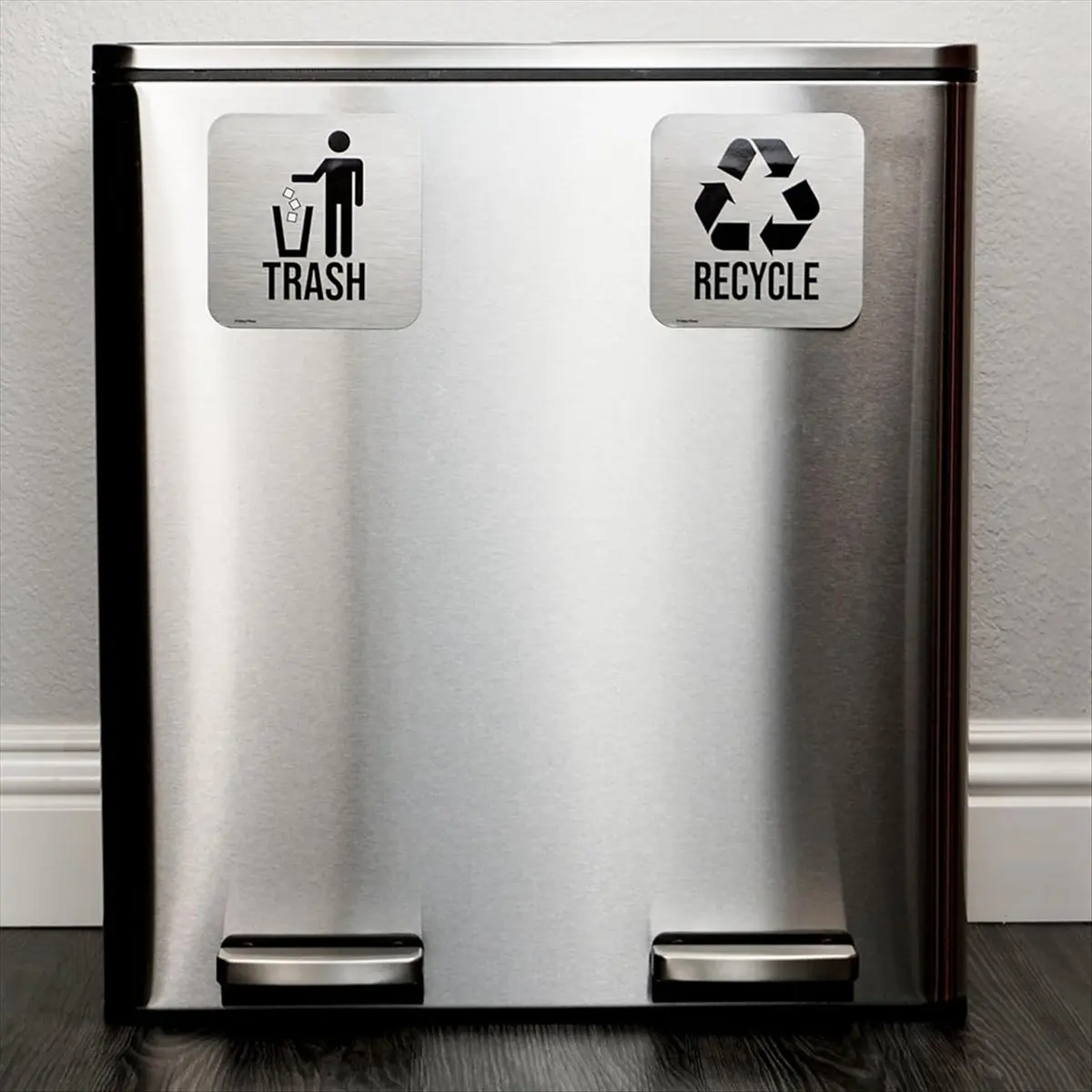 MALL Recycle and Trash for Kitchen Trash Cans and Recycling Bins, Indoor Trash and Recycle Combo for Garbage Can Logo Symbol