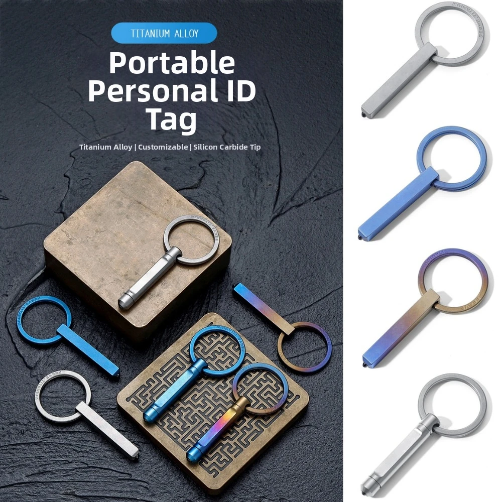 

46*6mm Titanium Car Keychain Diameter 32mm 4 Styles Anti-lost Break Window Engrave Escape Key Rings Holder
