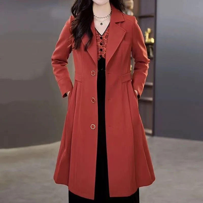 New High-grade Fashion Long Trench Coat Women Spring Autumn Parker Overcoat Oversized Female Windproof Outerwear Khaki 5XL