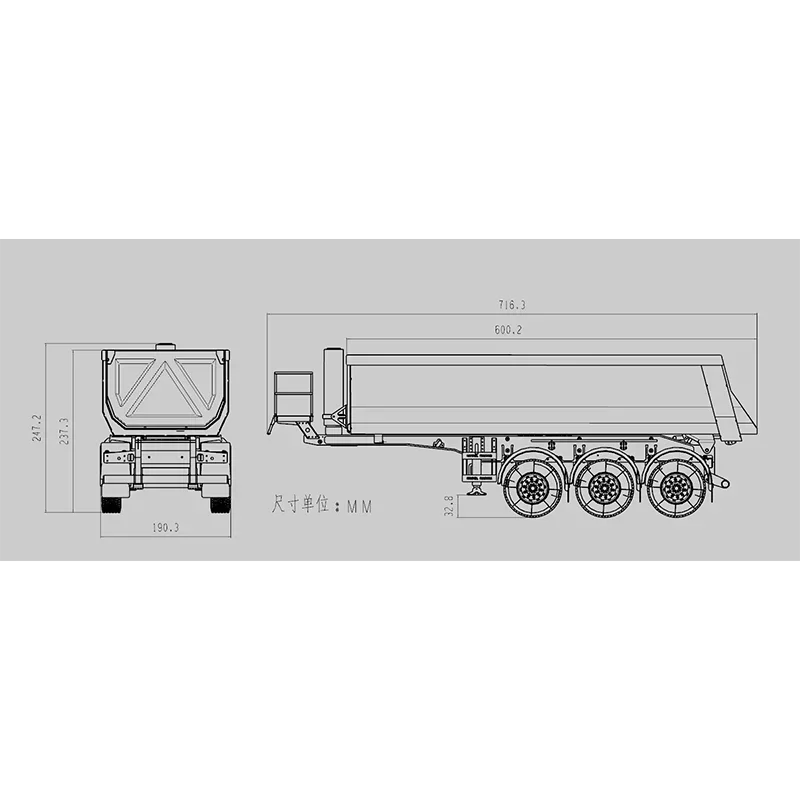 Simulation Metal 3-axle Dump Trailer for 1/14 Tamiya RC Truck for SCANIA 770S R620 for VOLVO ACTROS AROCS LESU Car Accessories