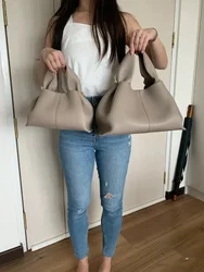 P Cowhide Dumpling Tote Bags Fashion One Shoulder Crossbody Top-Handle Bags High Quality Casual Commuter  Women’s Hangbag