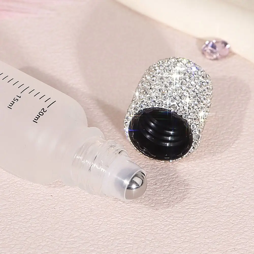 Gift Bling Rhinestone Essential Oil Bottle Roller Ball Refillable Roll-on Bead Bottle Shiny Leakproof Perfume Bottle Travel