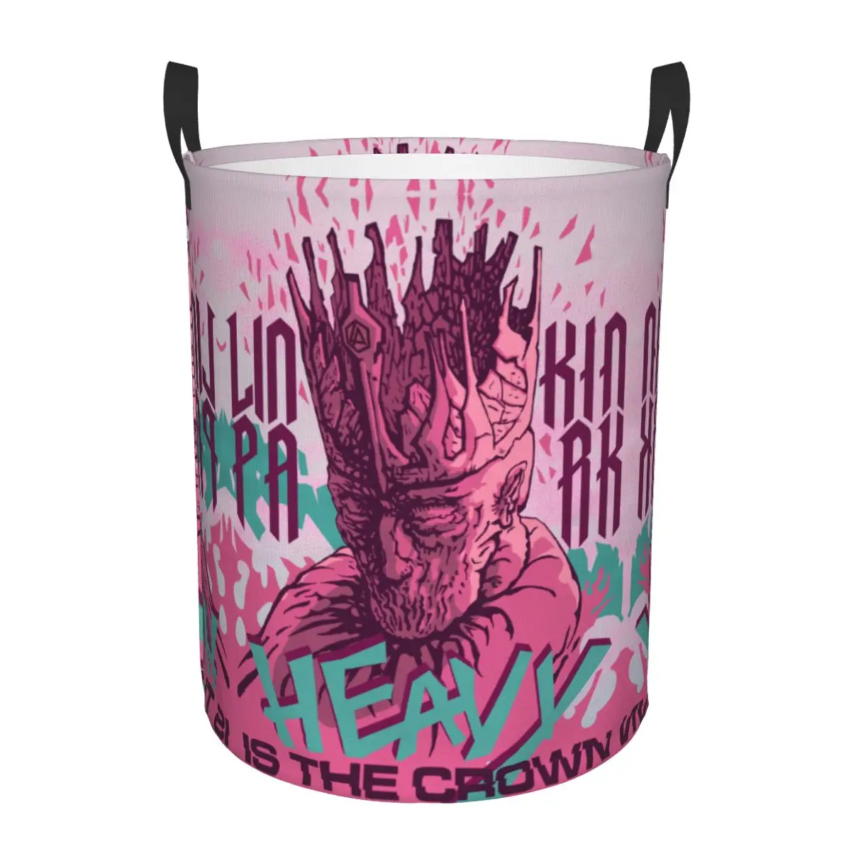 

Custom Music Rock Band Heavy L-Linkins Brand Parks Laundry Basket Foldable Large Capacity Clothing Storage Bin Baby Hamper