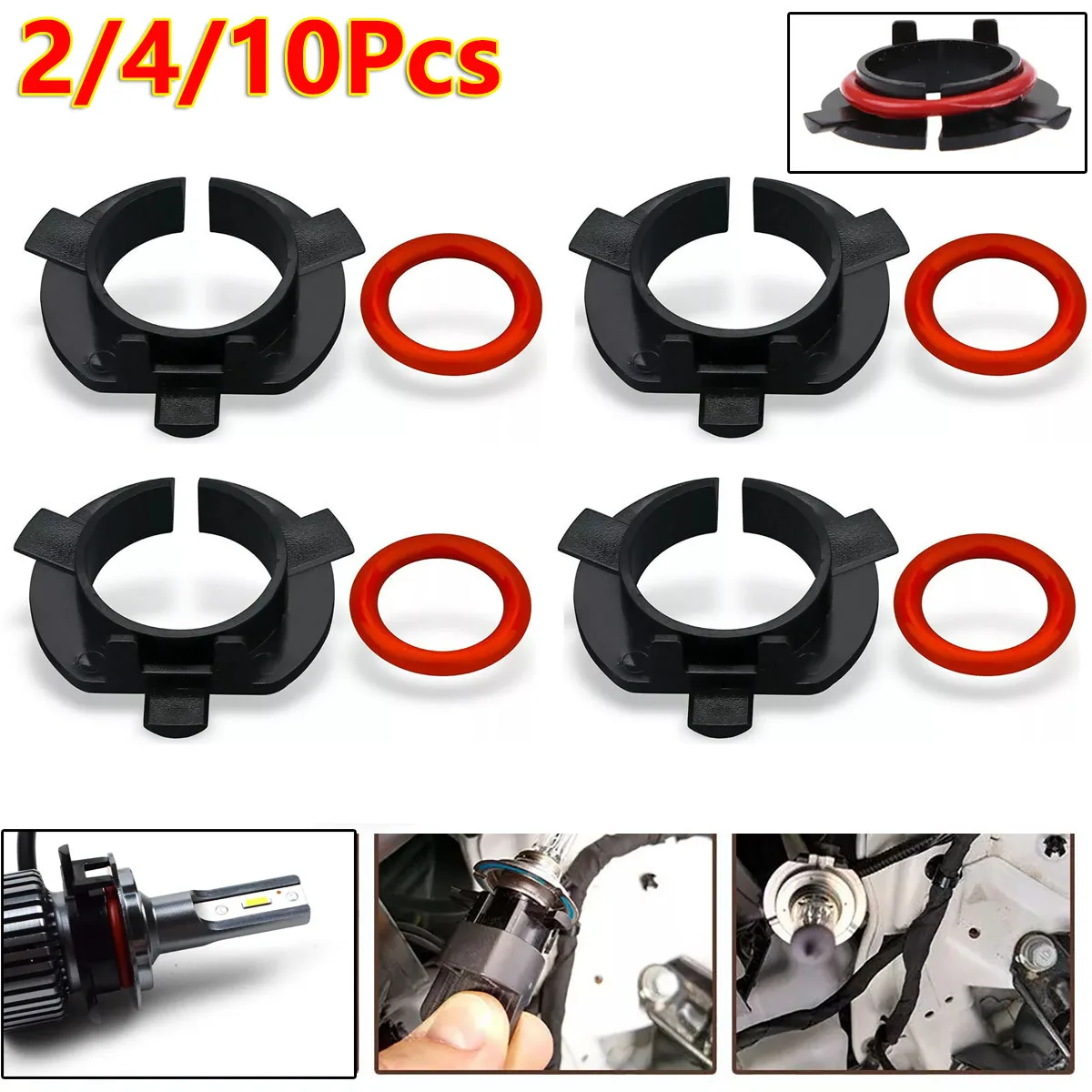 

2/4/10Pcs H7 LED Car Headlight Bulb Lamp Holder Adapter Black Retainer Case Socket H7 Holders Base LED Bulbs Base Adapter Socket