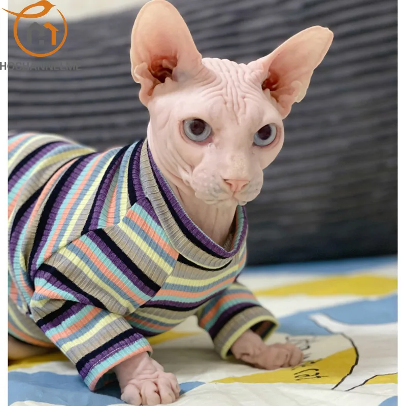 

Meow Sphinx Hairless Cat Clothes Cotton Breathable Devon Short Trendy Kitten Clothes For Small Dog Clothing for Cats