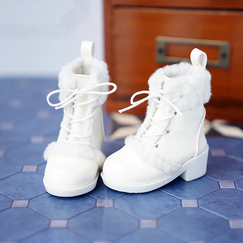 BJD doll shoes suitable for 1/4 size cute doll shoes MDD white plush short boots BJD doll shoes 1/4 doll accessories