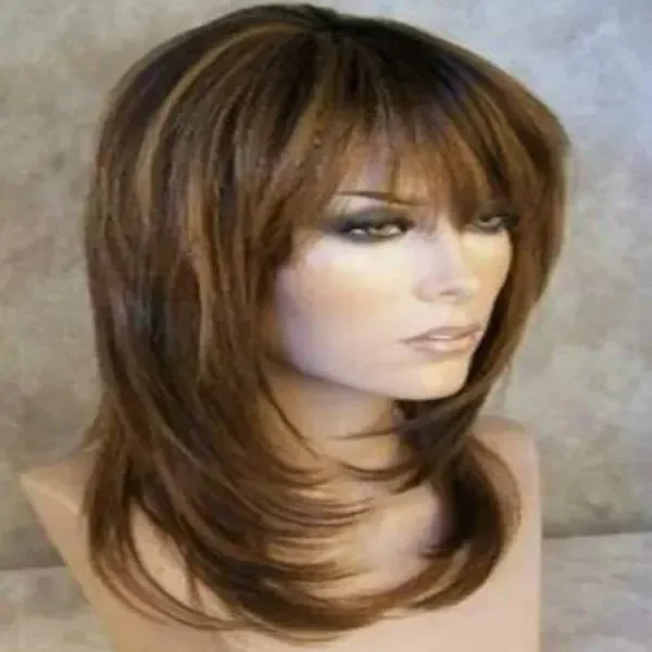 Cosplay long fine brown mix blonde straight Hair Wigs For Women’s Christmas Halloween Costume Party Wigs