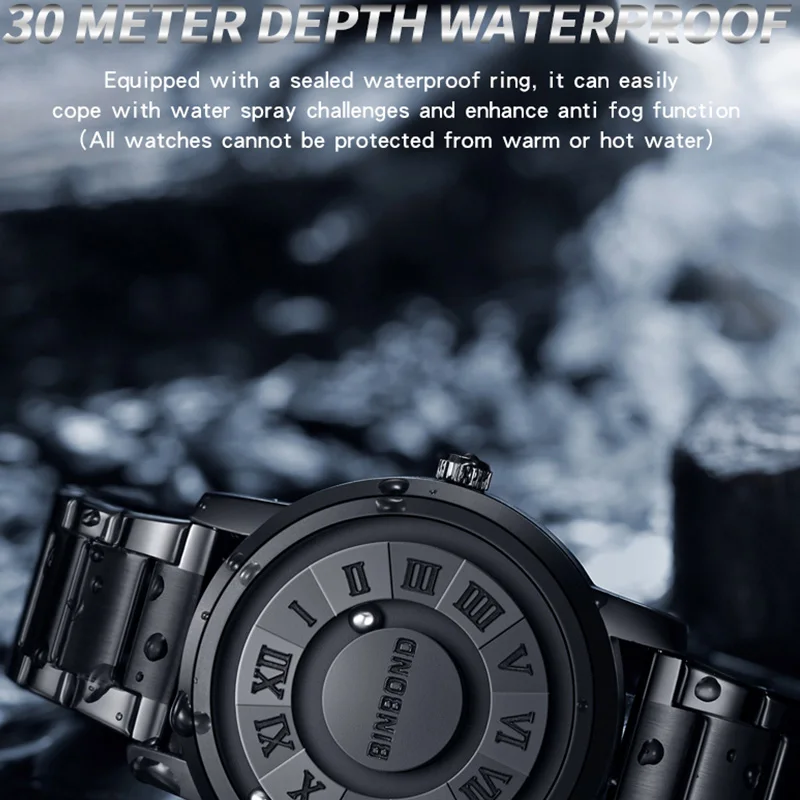 BINBOND B234 Top Luxury Men Quartz Watches Magnetic Levitation Hollow Out Stainless Steel Waterproof Men Watch Relogio Masculino