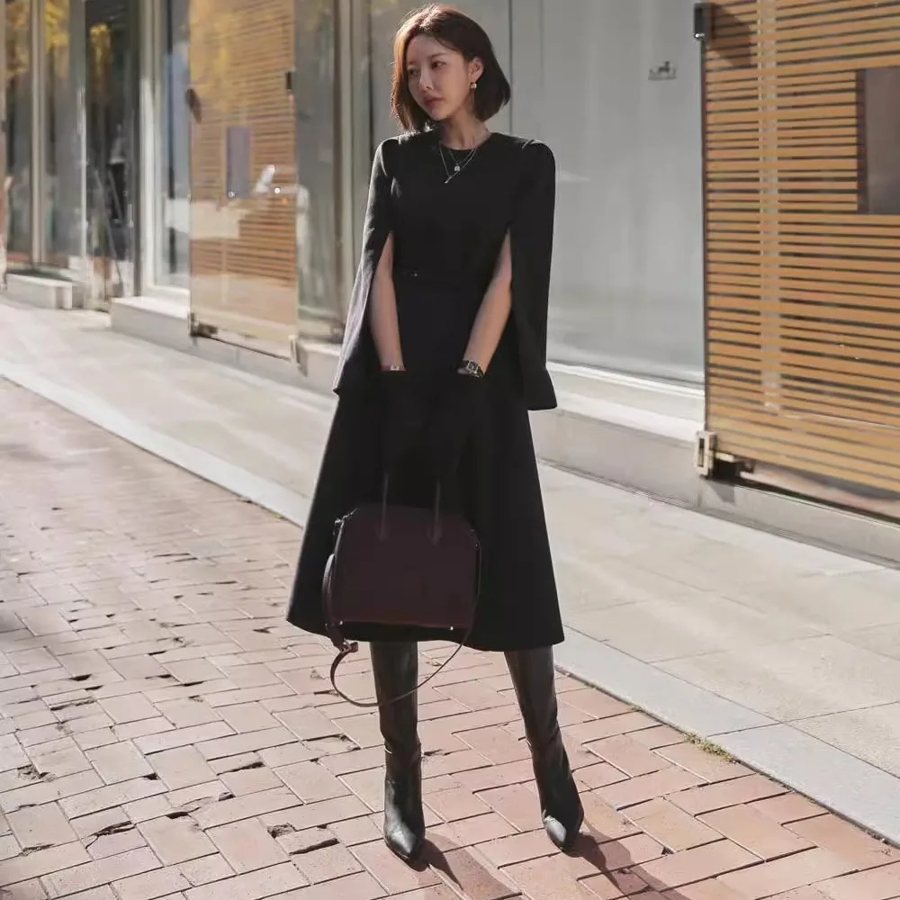 تنورة Ele Ladylike Cape Dr النسائية الراقية ذات الخصر المفصلي للتنقل على الكتف awl ميدي تنورة f Sve round Ne