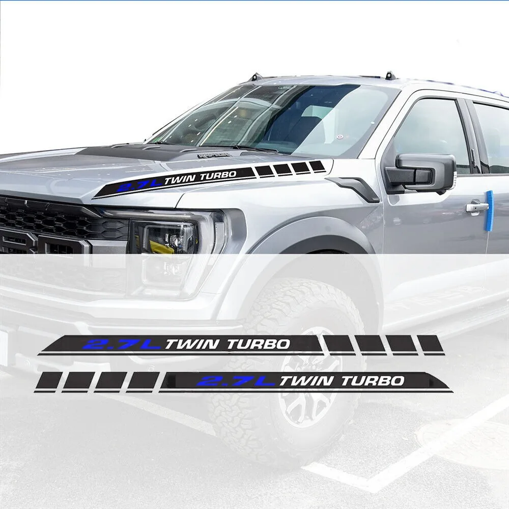 2.7L Twin Turbo Truck Hood Decals Emblem Car Stickers for Ford F150 Ecoboost V6 Pickup Car Accessories 2PCS