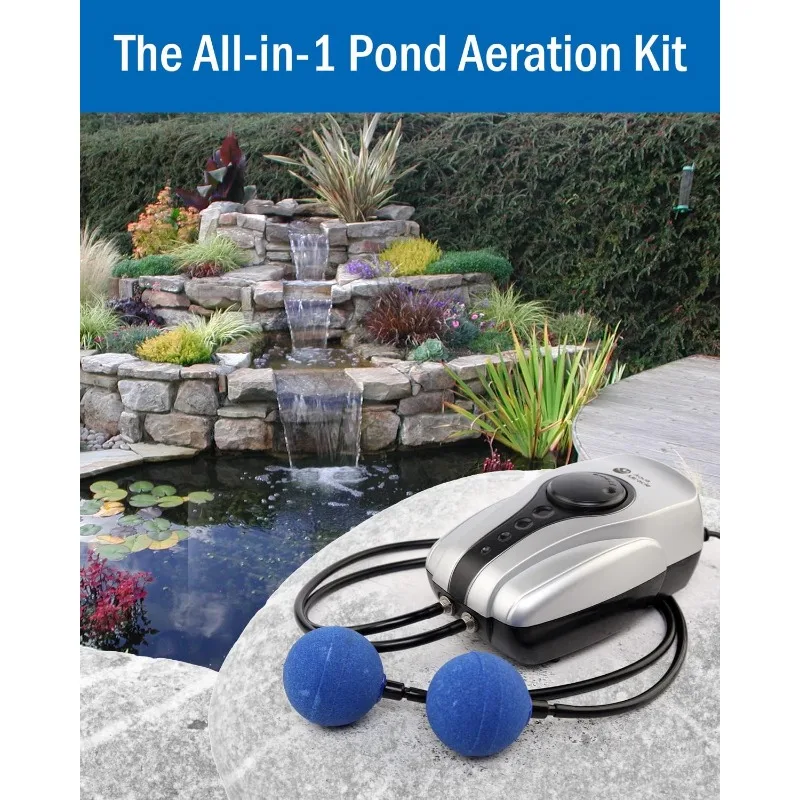 Aeration Kit Pond Air Pump Koi Pond Aerator for up to 1000 Gallons Pond Deicer All-in-One Aeration System with