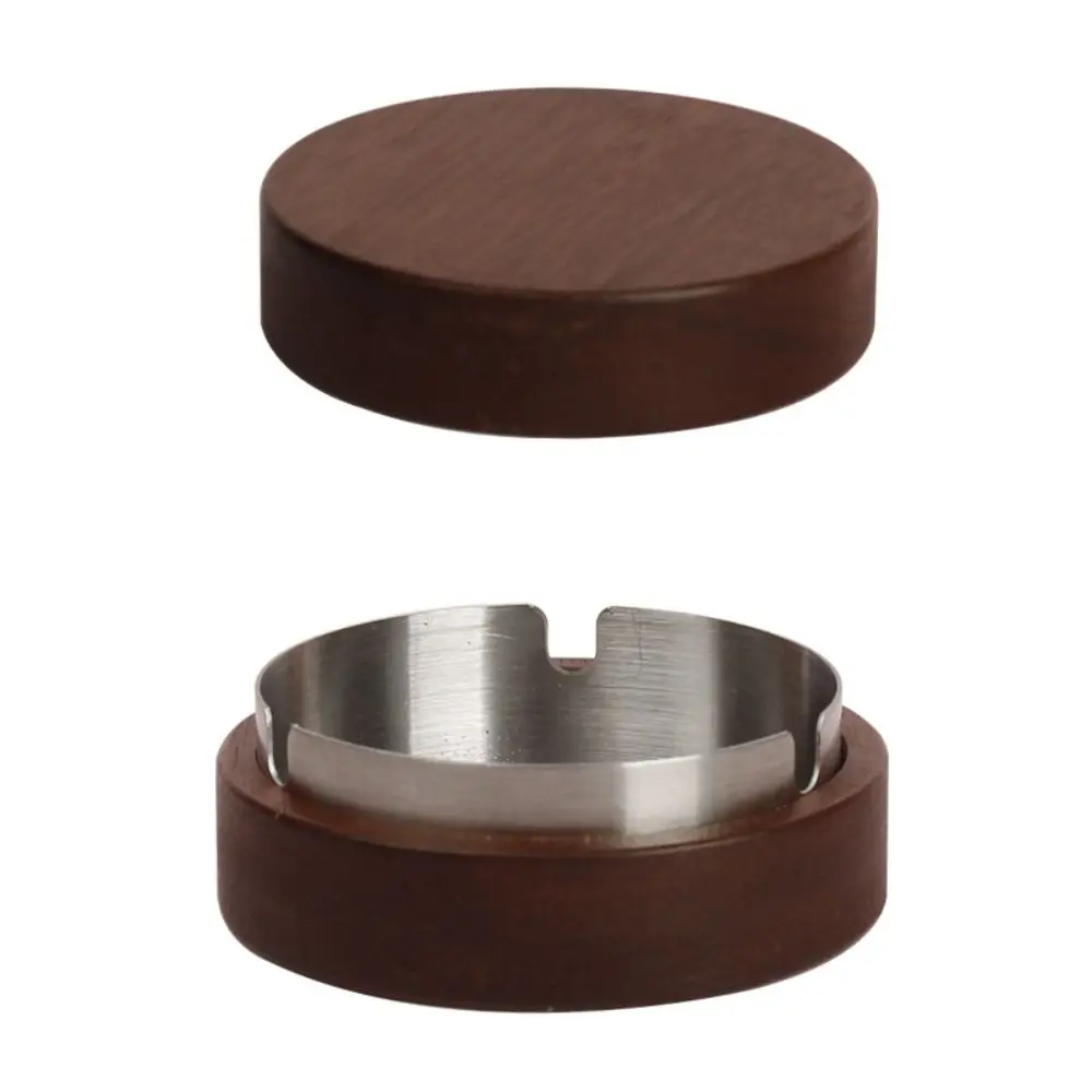 

Simple Wood Wooden Ashtray Stainless Steel Liner With Lid Ash Tray Windproof Ashtray Desk Accessories