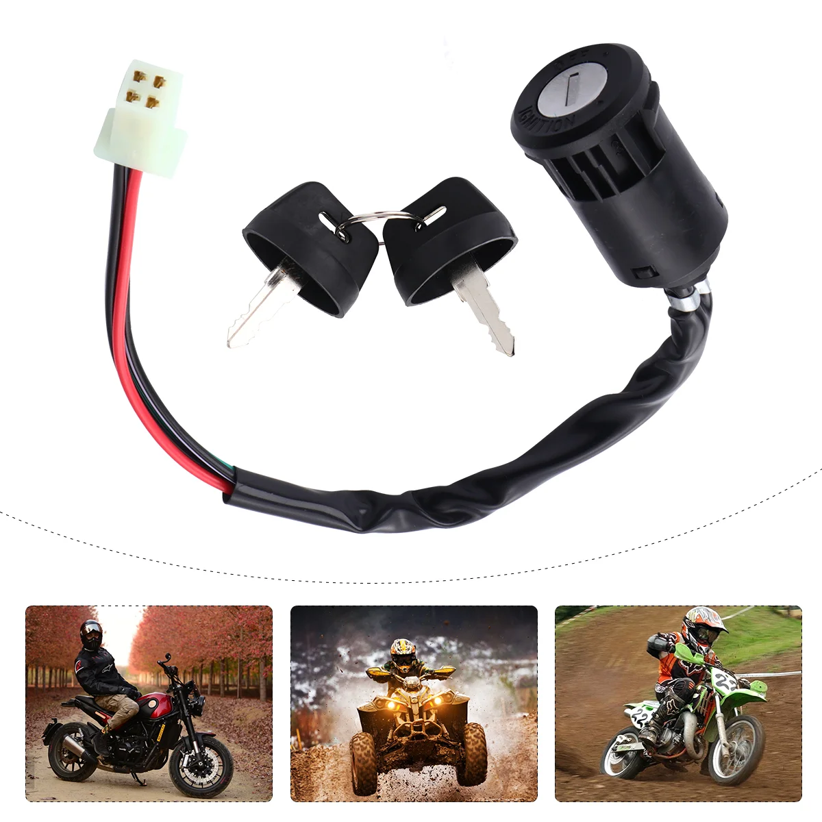 Motorcycle Key Switch Starter Ignition Cylinder Lock Motocross Water Proof Metal