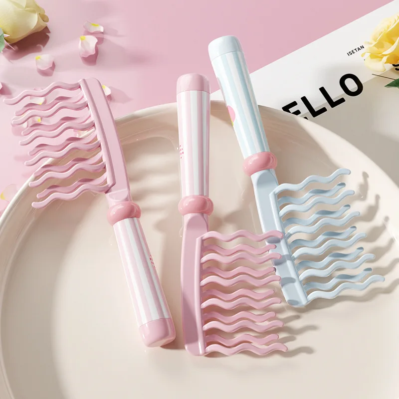

Double-row wavy tooth curling comb with scalp massage handle - anti-static hairdressing styling brush for voluminous curls