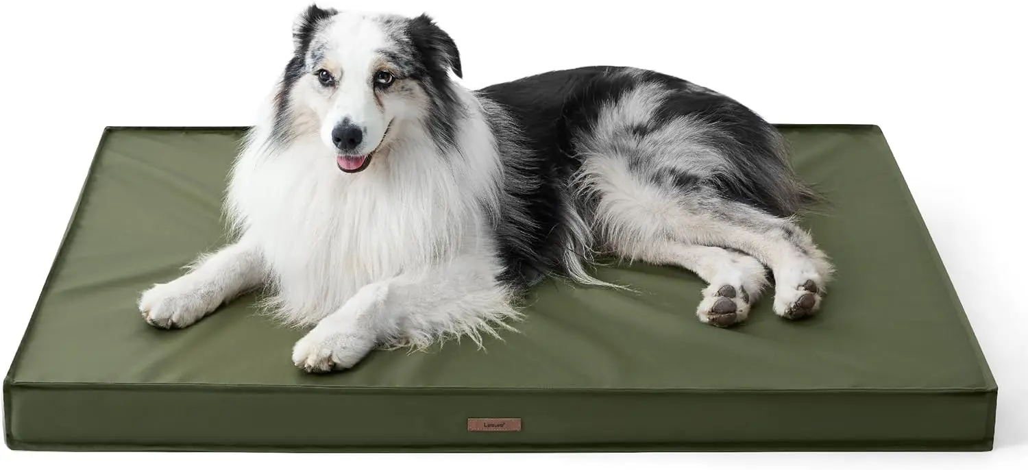 Large Orthopedic Dog Bed, Waterproof Oxford Fabric, Removable Washable Cover, 36x27 Inch Green Pet Mat
