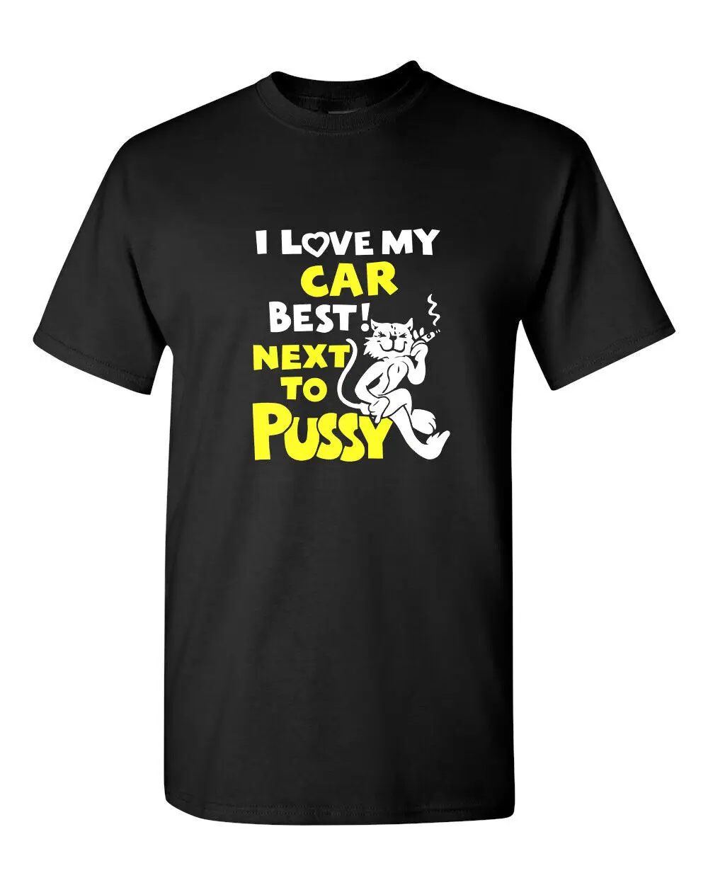 Men's T-shirt Novelty Groovy Retro Design 70's I Love My Car Next To Pussy