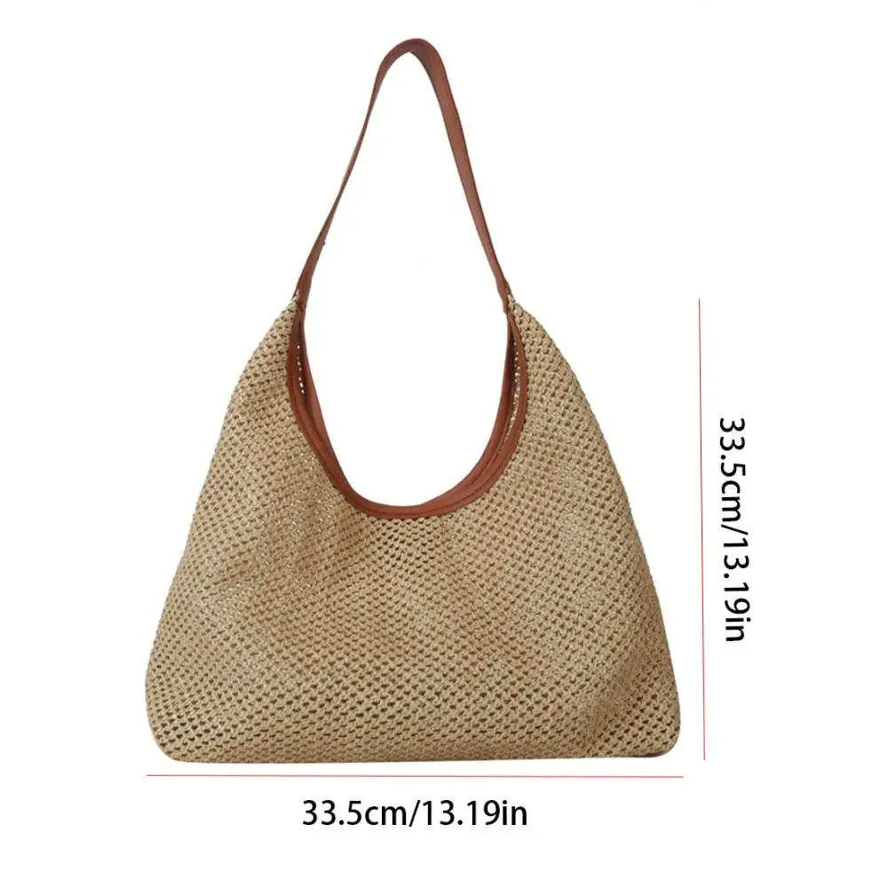 Bolso de paja tejido hecho a mano para niñas, bolso de mano de estilo bohemio, bolsos de playa, bolso de rafia de gran capacidad