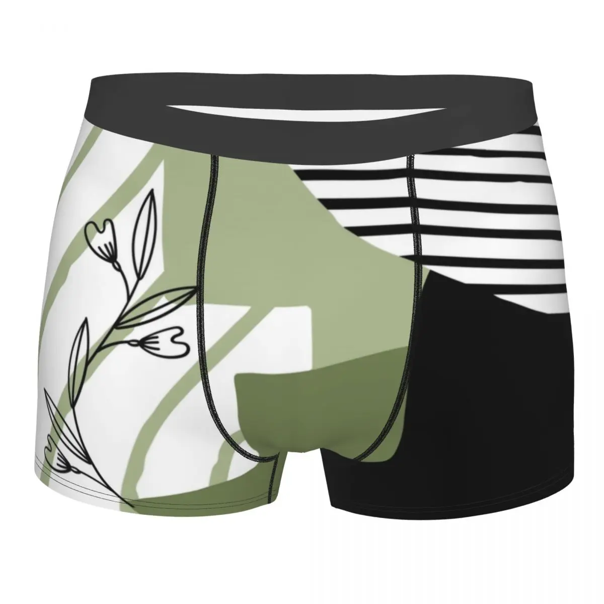 

Sage Retro Abstract Boho Underwear Men Sexy Printed Custom Boxer Shorts Panties