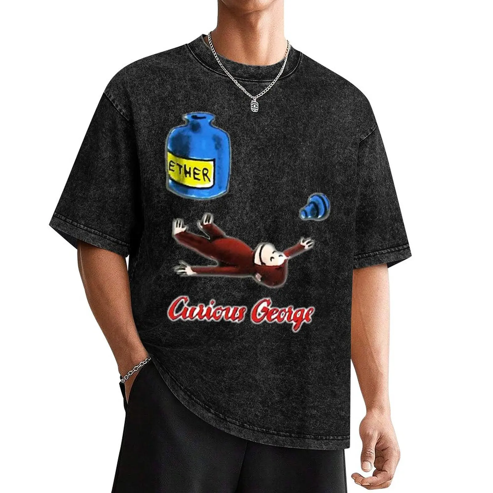 

Curious George- Breathes in Ether T-Shirt for a boy tops street wear t shirts for men graphic