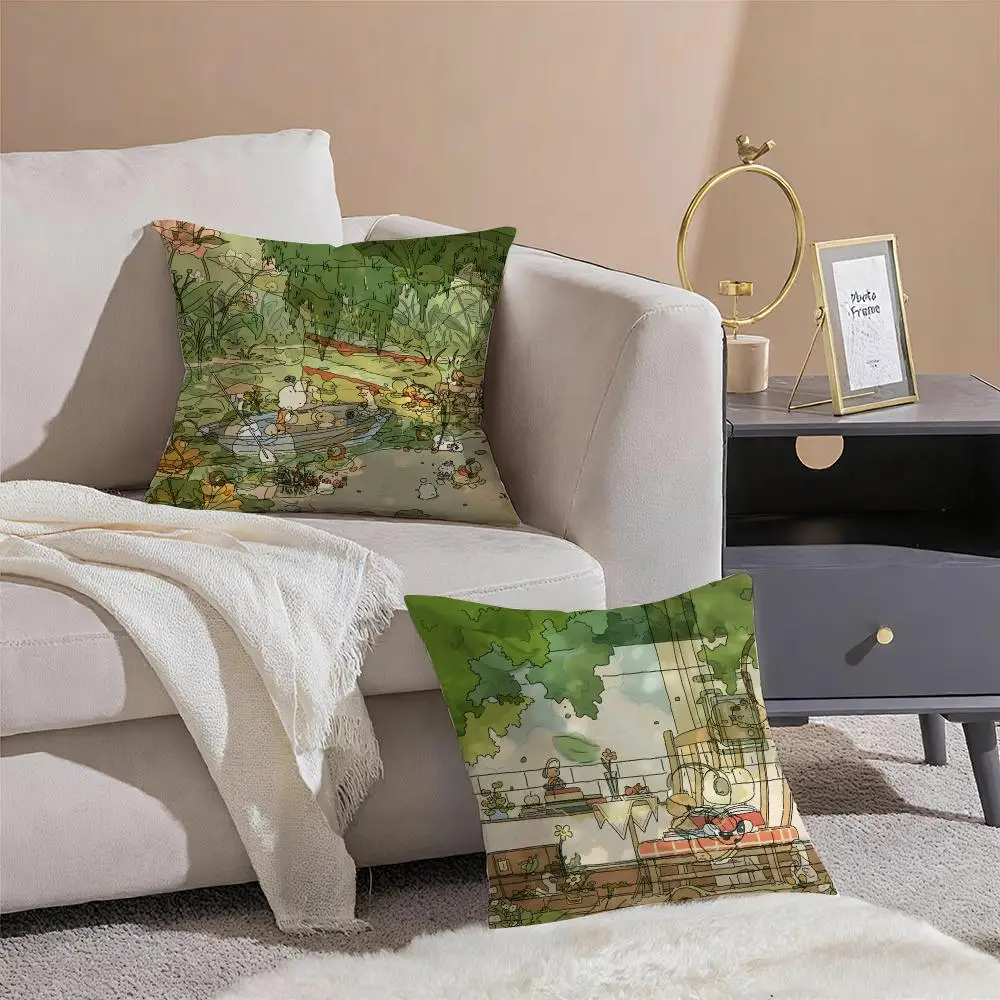 Author Somdoo Cute Animals Thinking Cushion Cover Pattern Printed Pillowcase for Living Room Sofa Cushion Cover & Bedroom Decor