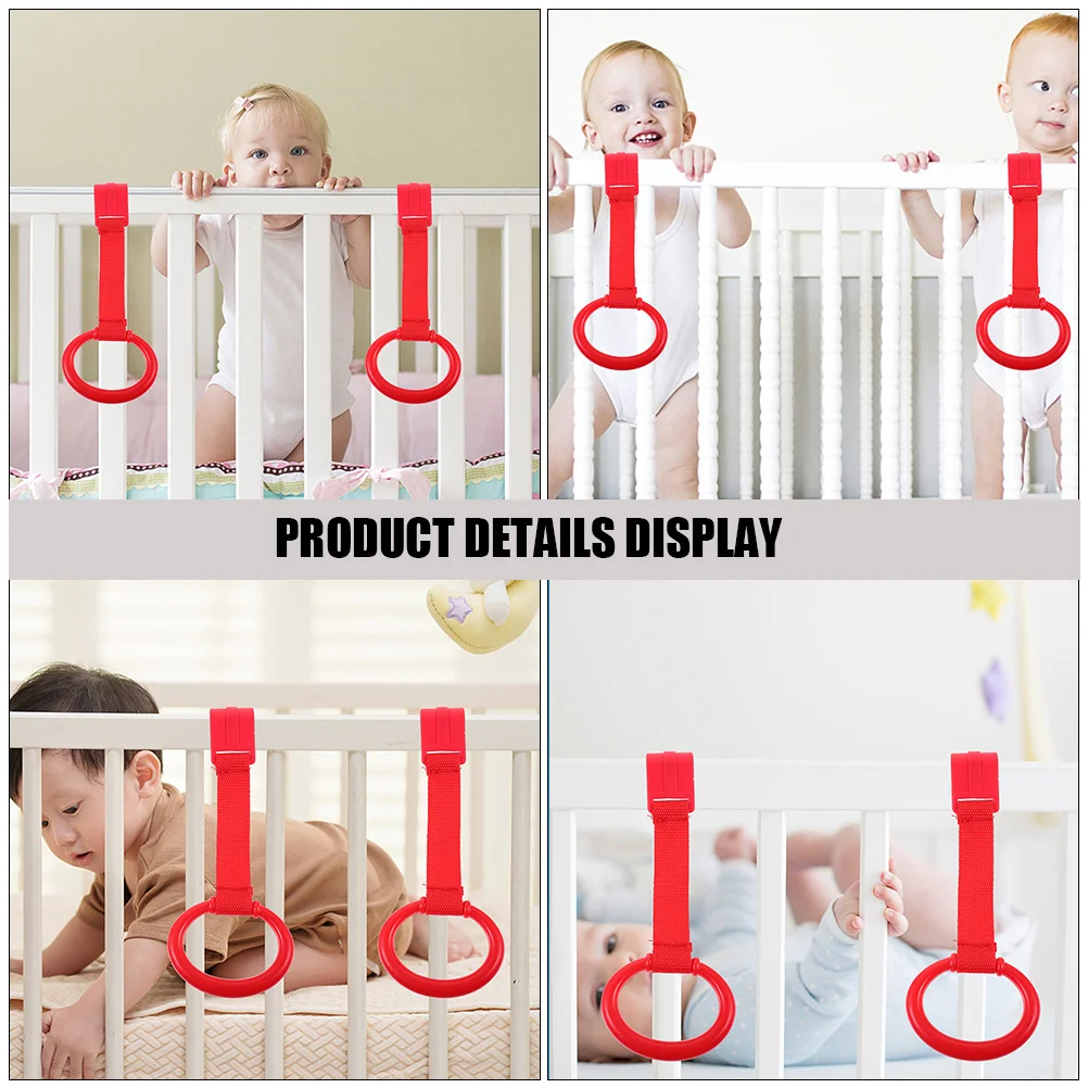 5pcs Baby Walking Rings Durable Plastic Infant Crib Pull Up Bars Smooth Surface Toddler Stand Assist Training Tool Portable Kids