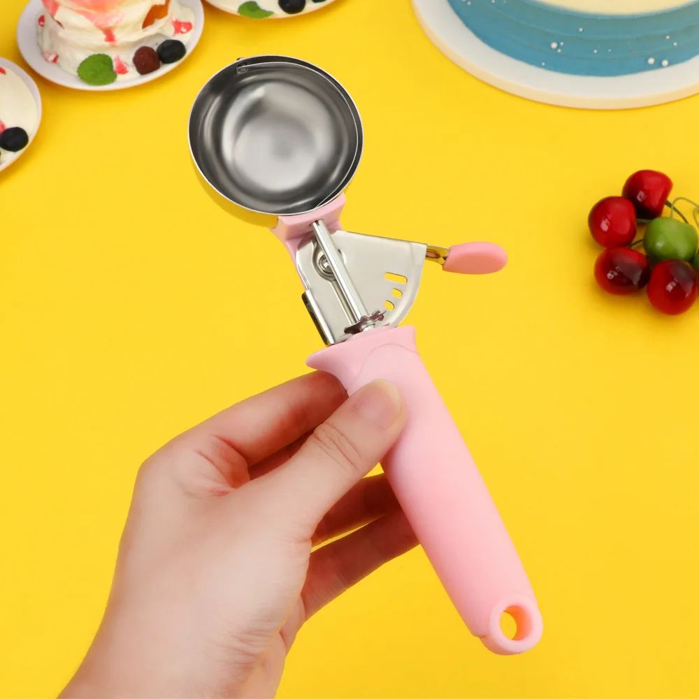 Picture 6: New Stainless Steel Ice Cream Scoop Black Pink Ball Scooper Ice Ball Maker Melon Fruit Baller Mash Potato Spoon Kitchen Tools