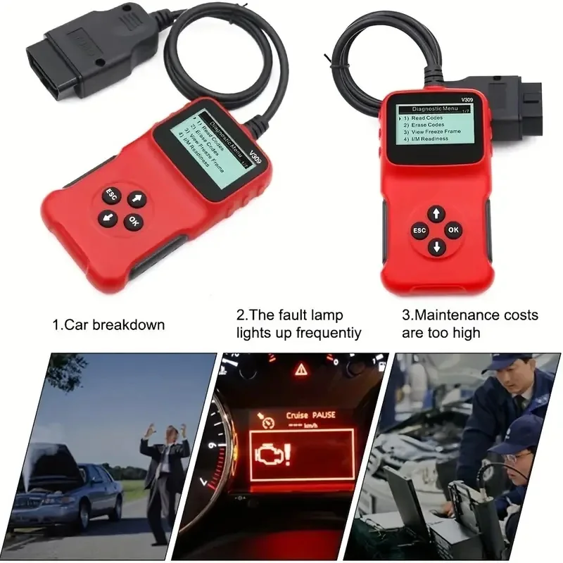 New OBD2 Scanner V309 Engine Diagnostic Troubleshooter ELM327 Car Code Reading Card Auto Scan Diagnostic Tool