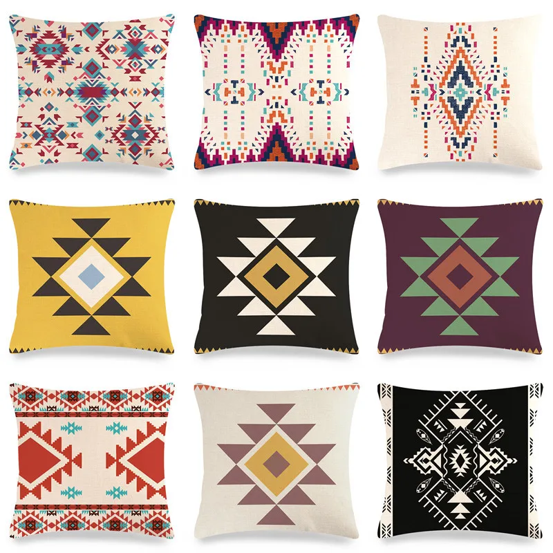 Indian Boho Pillow Case Ethnic Bohemian Cotton Linen Pillowcases for Pillows Bed Sofa Outdoor Garden Chair Pillow Cover 40x40cm