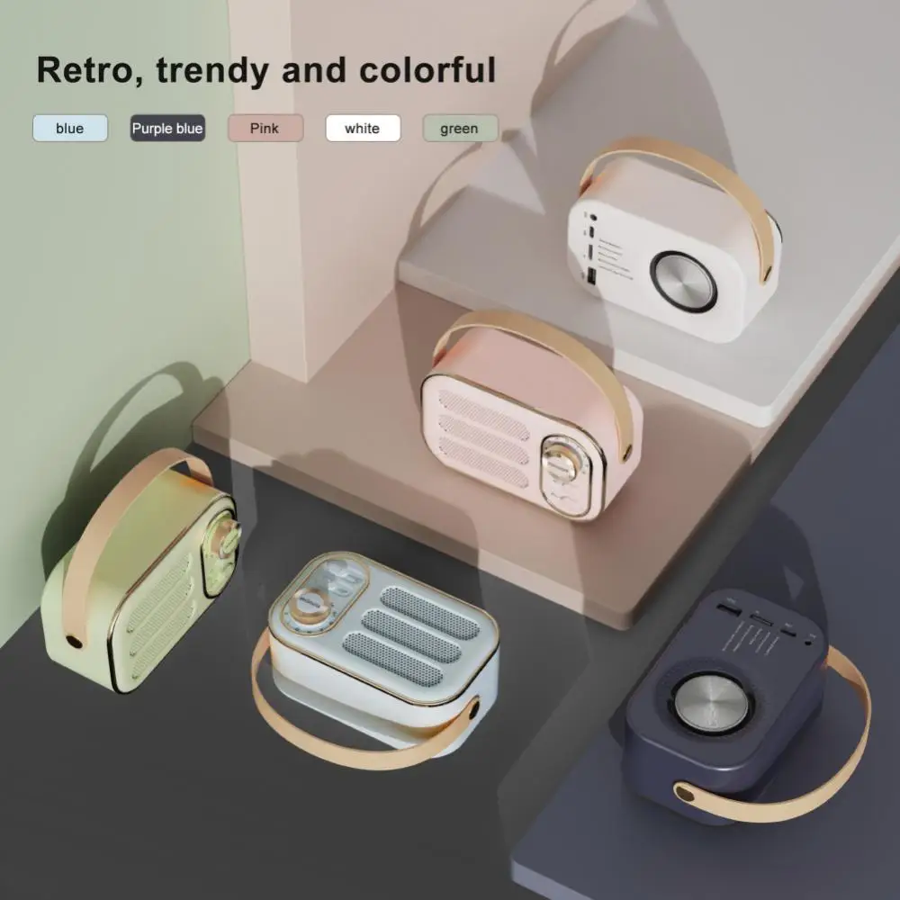 Retro Clássico Bluetooth-Compatível Speaker, Music Player, Estéreo, Decoração portátil, Mini alto-falantes, Viagem