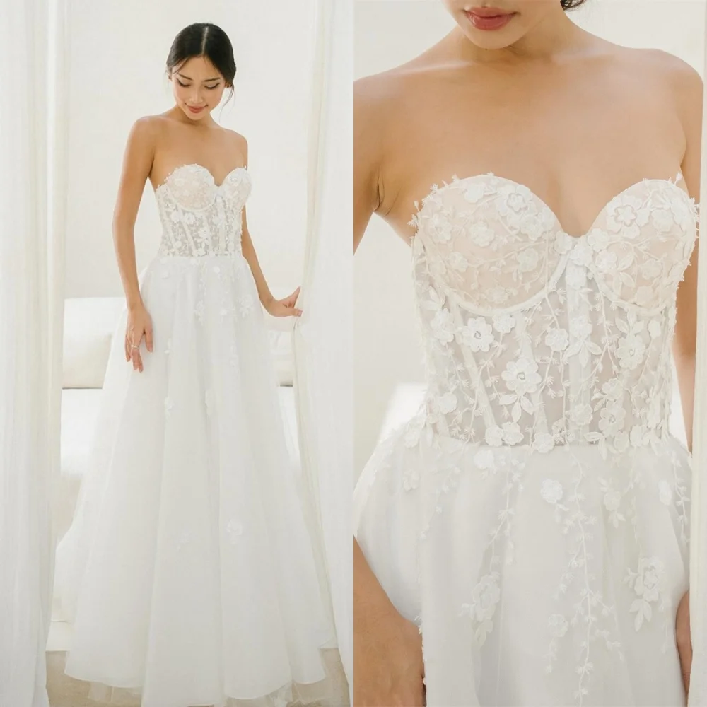 

Customized Elegant White Organza Evening Dress Exquisite Strapless Sleeveless Wedding Dress Formal Special Occasion Gowns