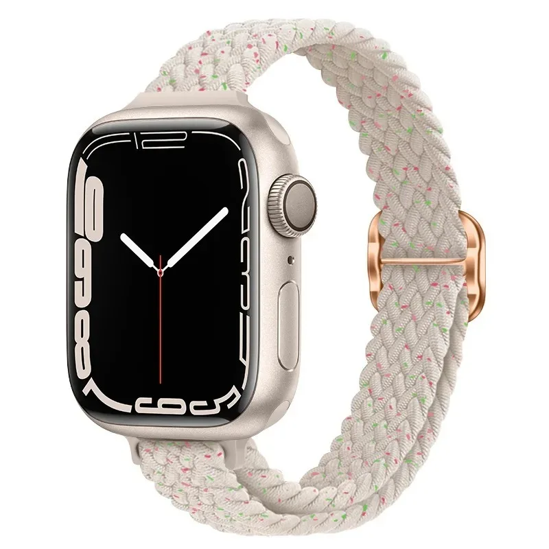 Nylon Strap for Apple Watch 9 8 7 45mm 41mm Ultra 49mm Slim Braided Loop wristband iWatch 6 5 4 SE 44mm 40mm 10 46mm 42mm correa