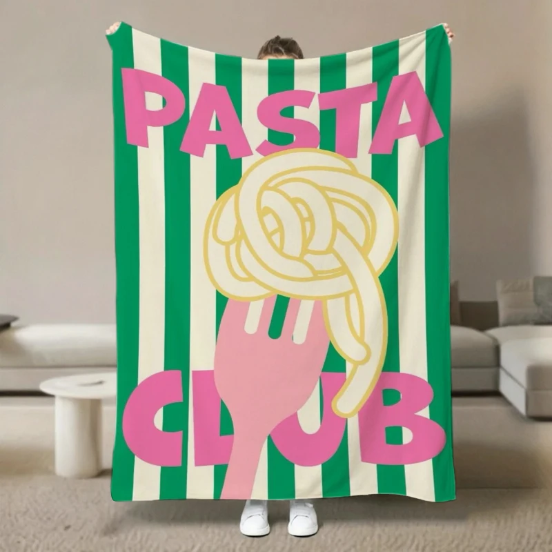Pasta Club Typography Flannel Blanket For Kitchen Or Dining Room Soft Warm Throw Blanket Wrap