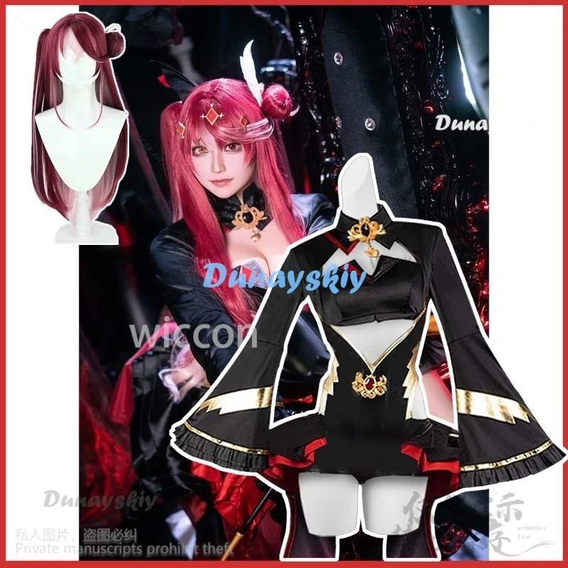 Anime Virtual Youtuber Houshou Marine Cosplay Party Uniform Lolita Hallowen Play Role Clothes Wigs For Girls Customized