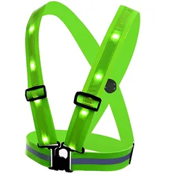 Reflective Shoulder Strap USB Charging Elastic Band Safety Warning Light Flashing Clothing LED Illuminated For Outdoor Running