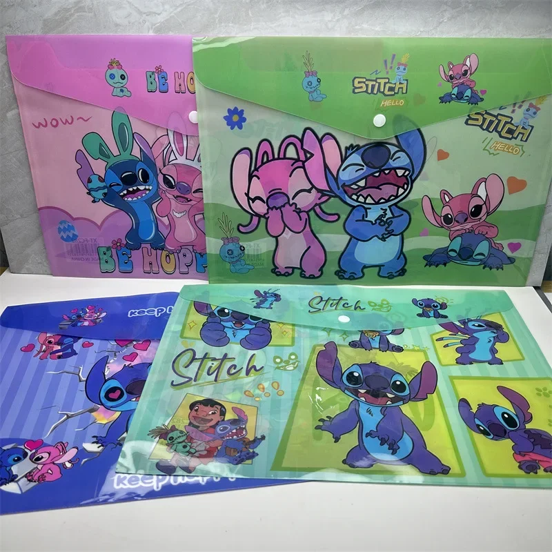 Stitch Snap Button File Bag - Lilo & Stitch A4 Document Bag for Test Papers and Archives