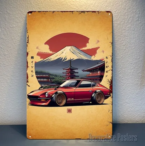Póster de metal para coche Datsun 240z, tamaño de letrero de chapa coleccionable: -aluminio