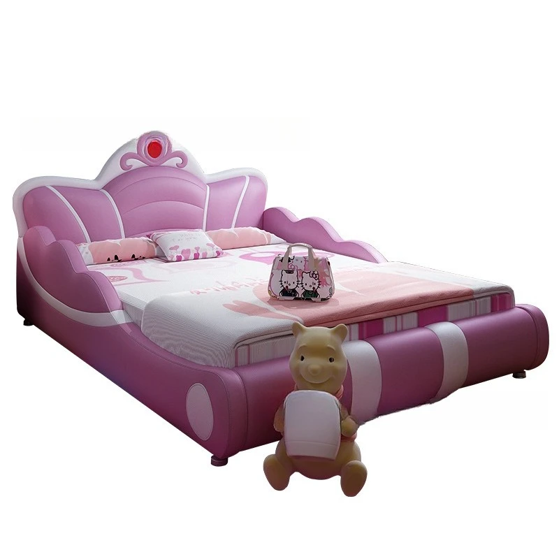 

Children's bed Princess Girls Girls Girls soft bag leather bed Simple modern 1.5m 1.2M single