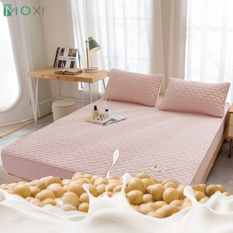 120/135cm Thicken Mattress Topper Pad Anti-bacterial Mattress Protector Cover with Elastic Band Quilted Fitted Sheet Bed Cover